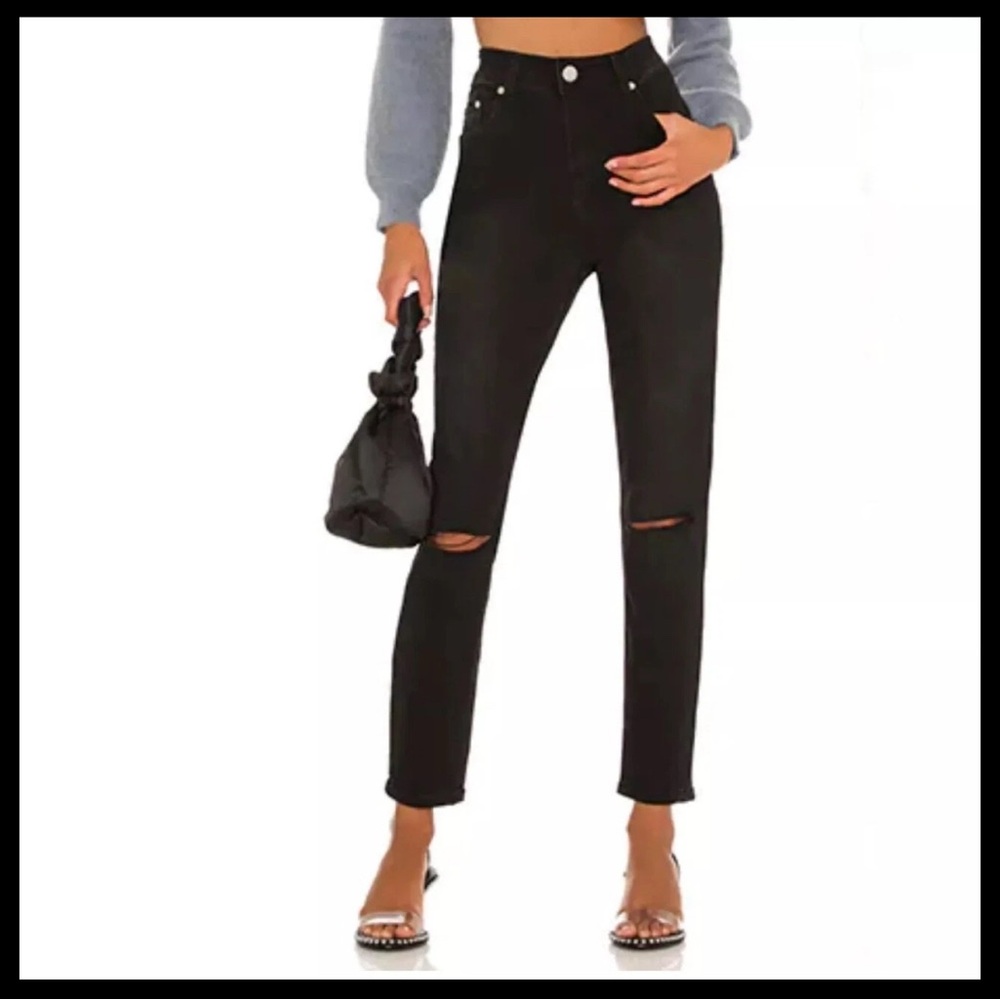 Superdown High Rise Straight Distressed Jeans Womens 30 Black‎ Ankle Length